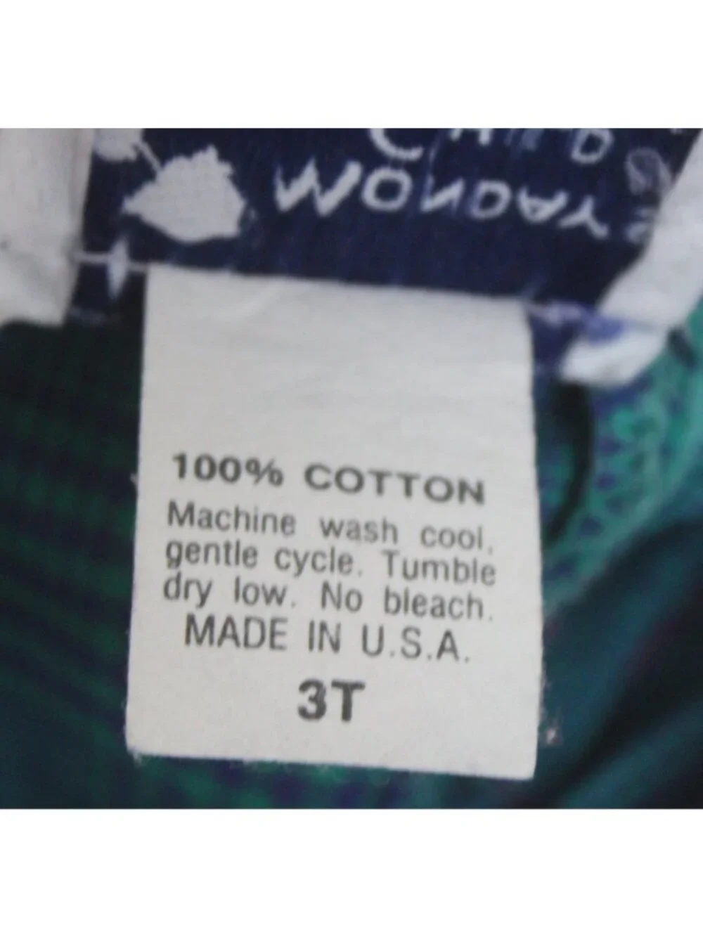Vtg 90s Mondays Child Green Teal Dress Bib Collar sz 3T Plaid Paper Tag